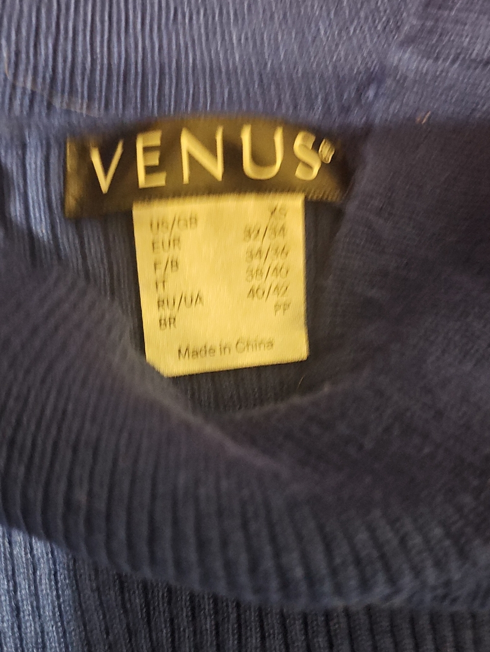 VENUS Navy Ribbed Crewneck Top - Picture 3 of 3